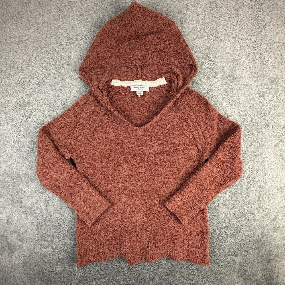 Tommy Bahama Island Soft Hoodie Womens Extra Small Orange Sherpa Fleece Relaxed